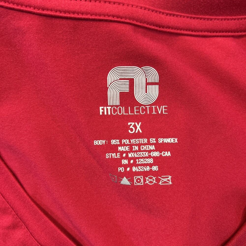 Fit Collective Soft V Neck Plus Size 3X Red Shirt Top Casual Fitness Stretch - Picture 9 of 9